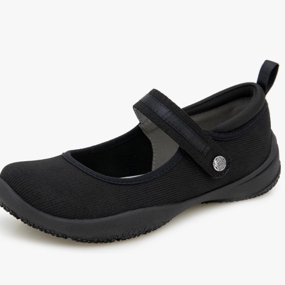JSport by Jambu Black Mesh Mary Jane Memory Foam Comfort Flats Women's Size 10M